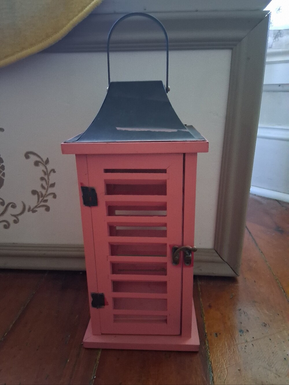 Pink Decorative Lantern with Black Top - Home Accents